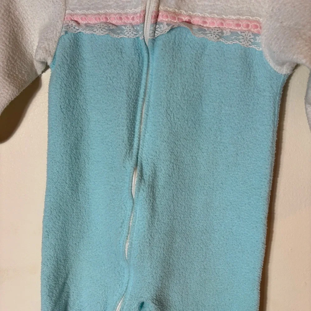 Vintage Carter's USA Footed‎ Sleeper Size 3 Terry Cloth Pastel One Piece